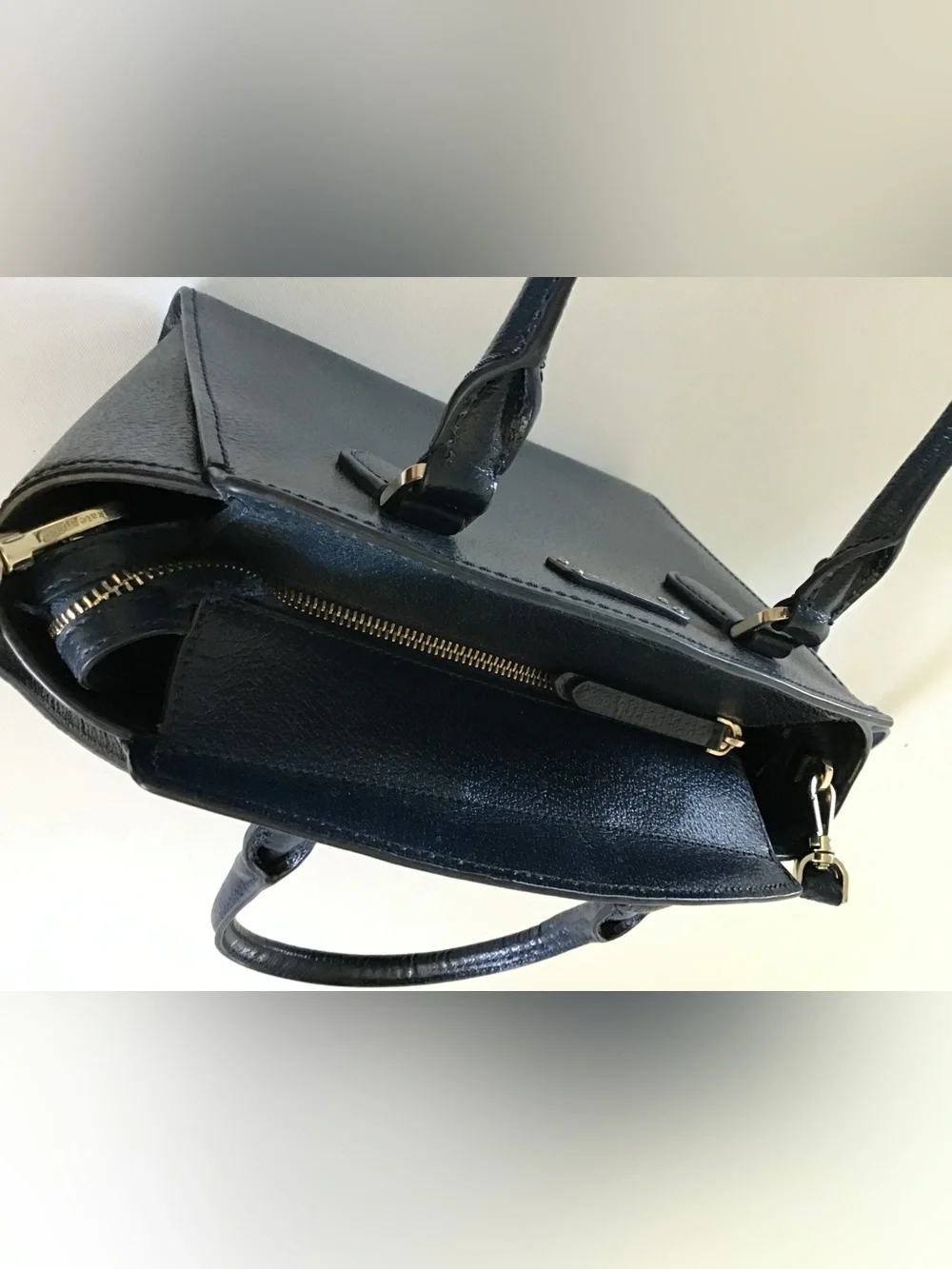 Kate Spade New York Dark Navy Pebbled Leather Small Satchel Crossbody Bag